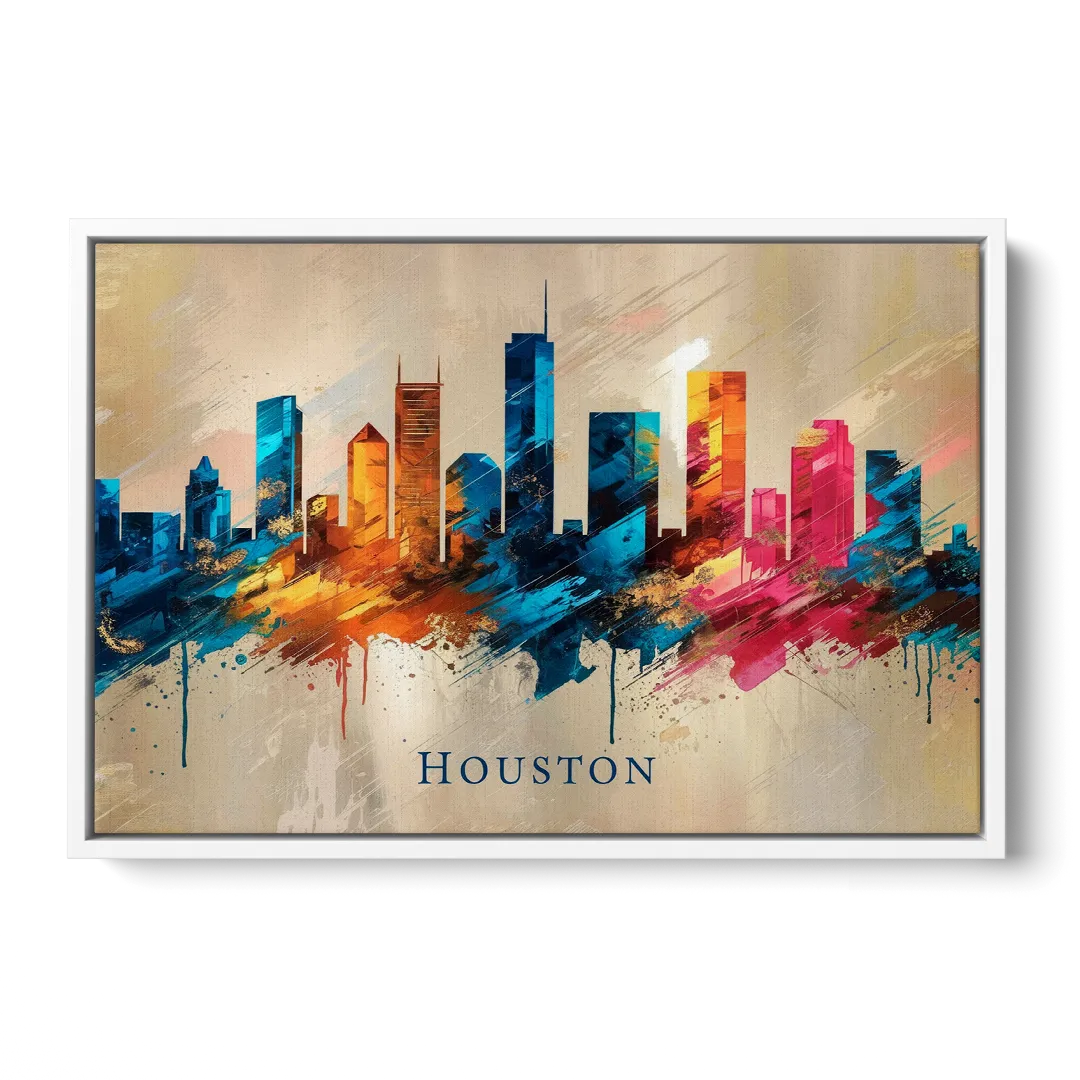 Houston Artistic Flair Front - White Canvas Wall Art