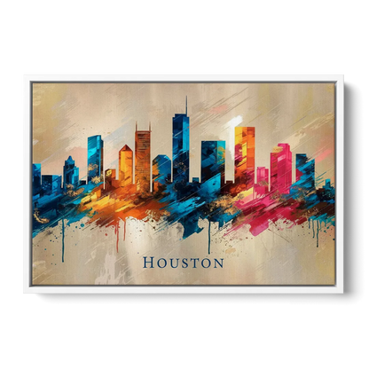 Houston Artistic Flair Front - White Canvas Wall Art