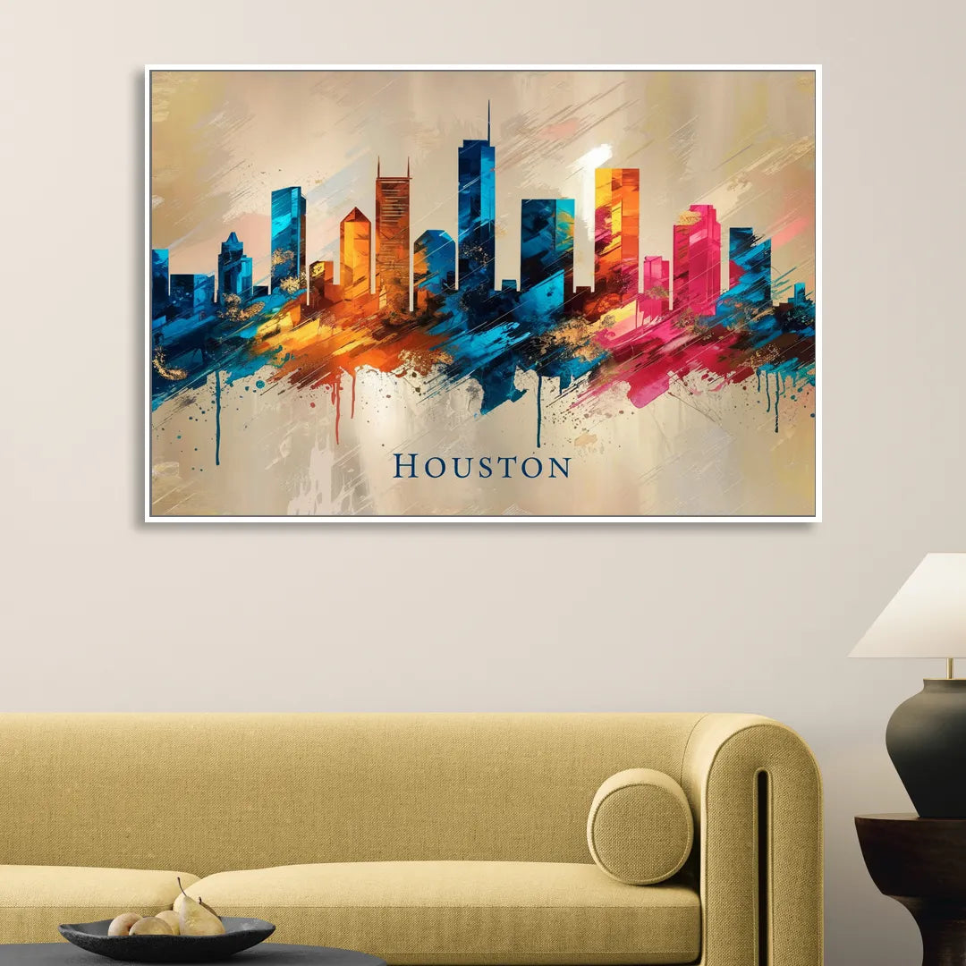 Houston Artistic Flair Sitting Room - White Canvas Wall Art