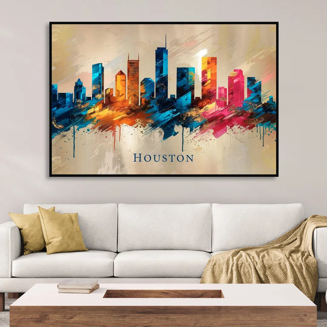 Houston Artistic Flair Living Room - Black Canvas Wall Art