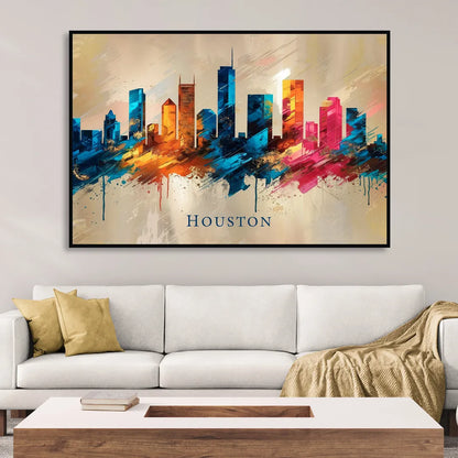 Houston Artistic Flair Living Room - Black Canvas Wall Art