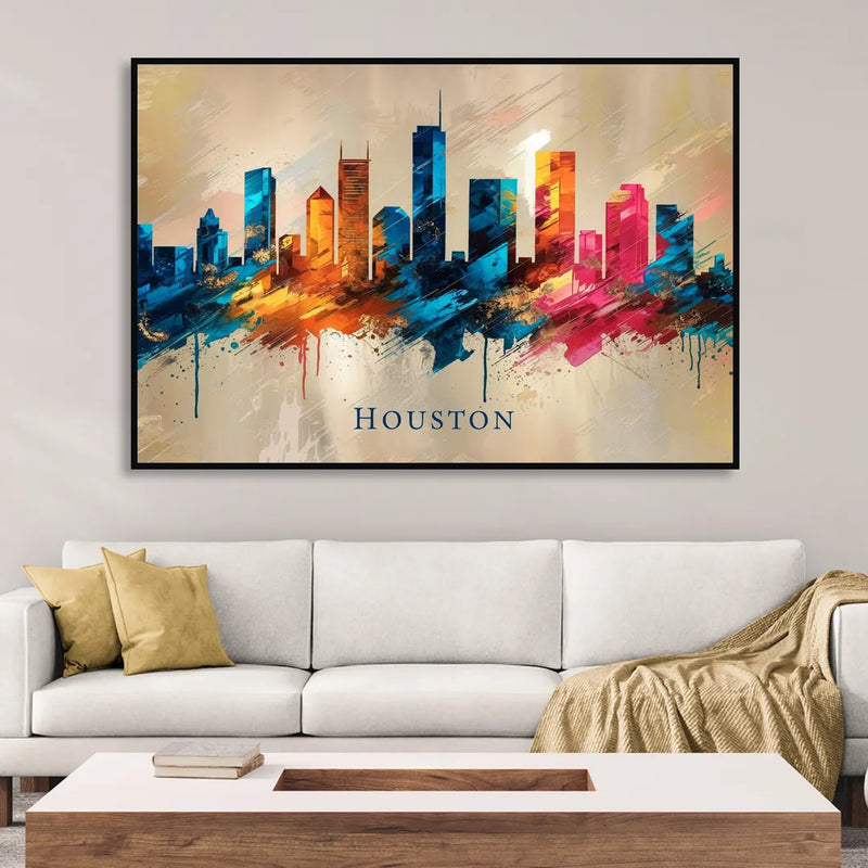 Houston Artistic Flair Living Room - Black Canvas Wall Art