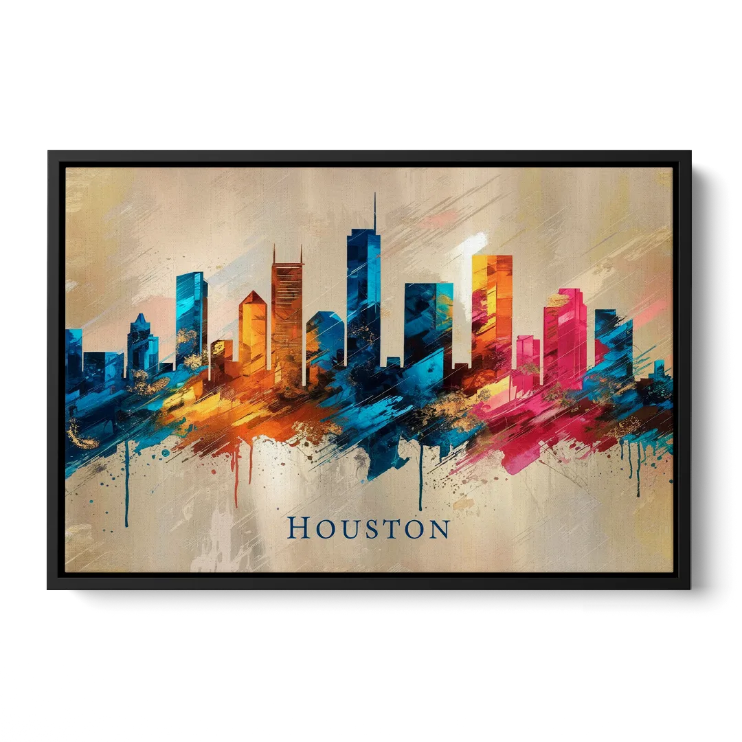 Houston Artistic Flair Front - Black Canvas Wall Art