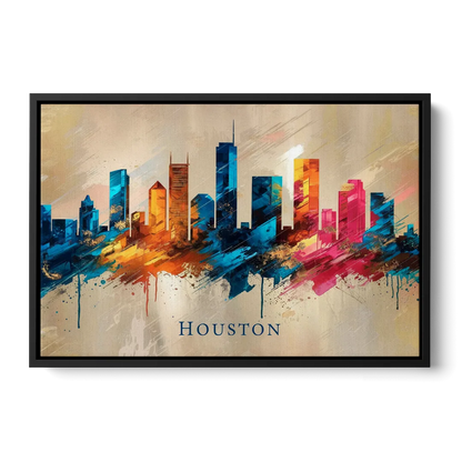 Houston Artistic Flair Front - Black Canvas Wall Art