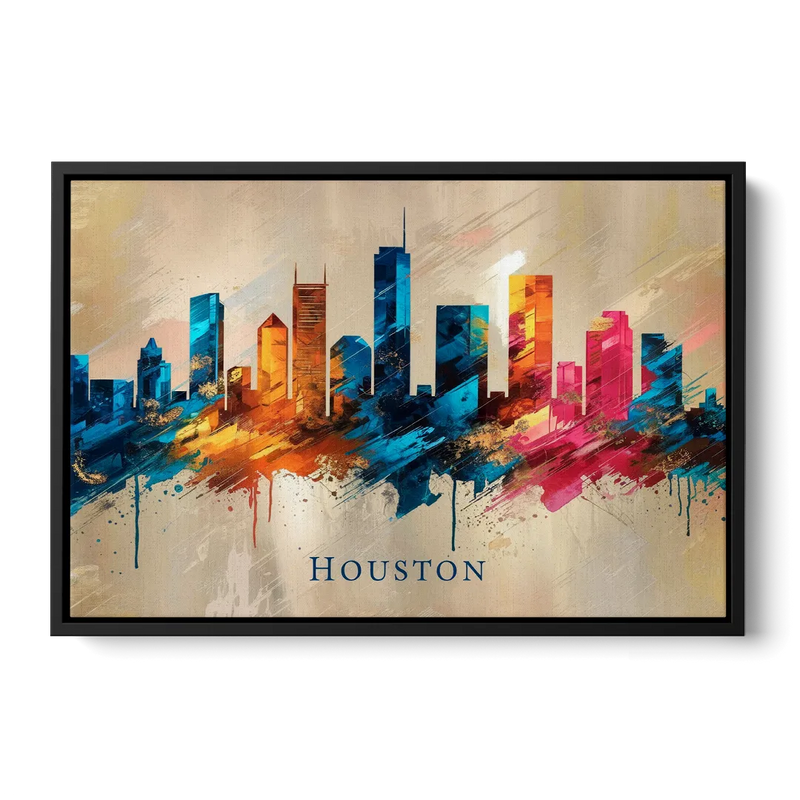 Houston Artistic Flair Front - Black Canvas Wall Art