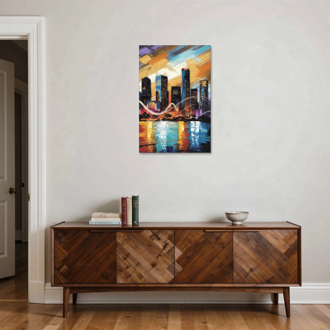 Houston Artistic Skyline - Canvas Wall Art - Coffee Table - 24x36