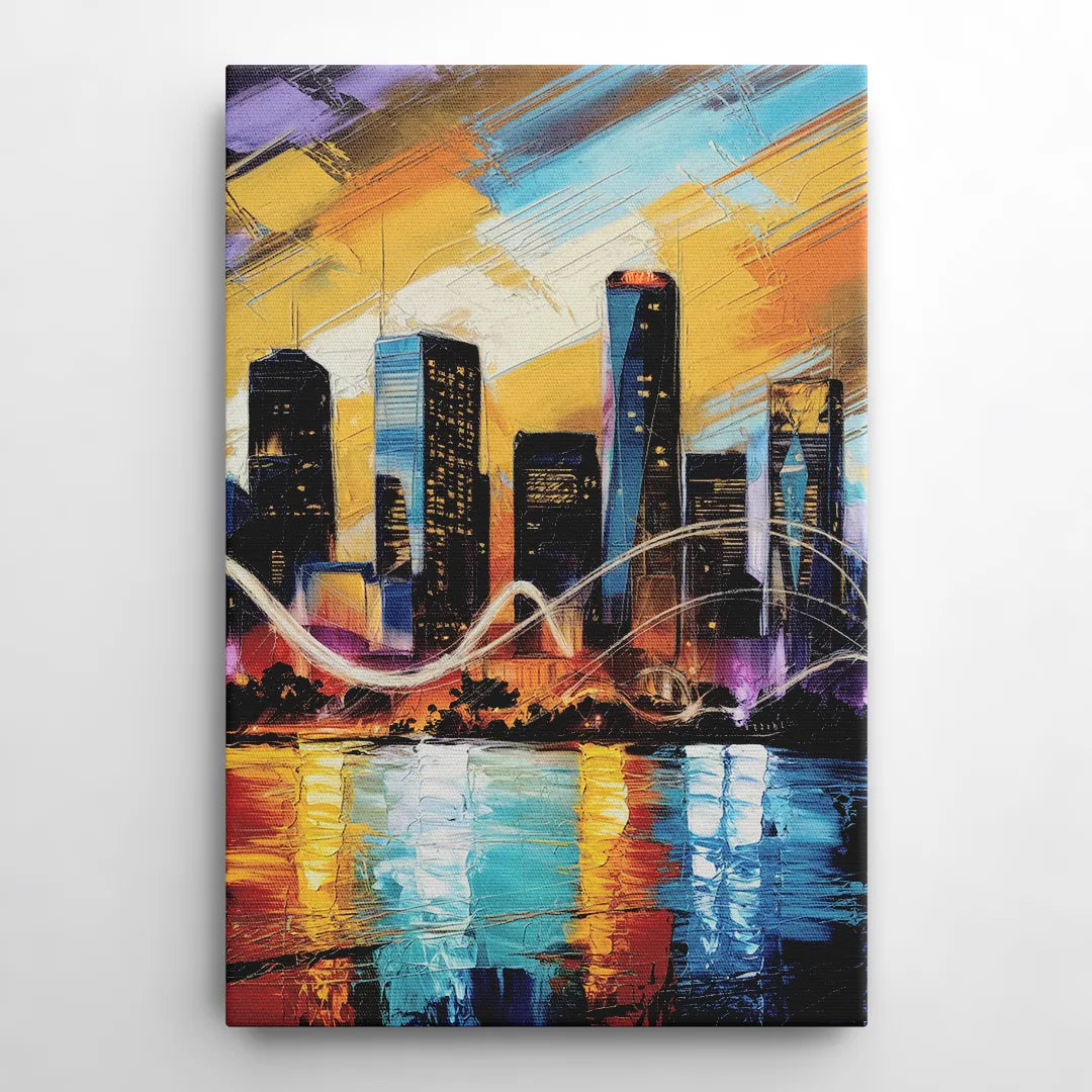 Houston Artistic Skyline - Canvas Wall Art