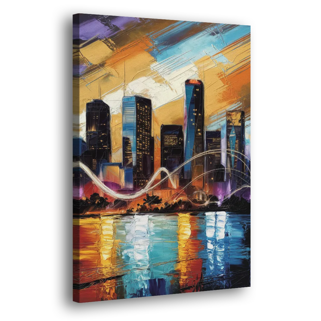 Houston Artistic Skyline Side - Canvas Wall Art