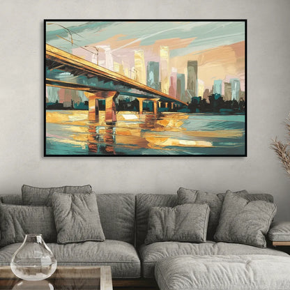 Houston Be Someone Bridge Living Room - Black Canvas Wall Art