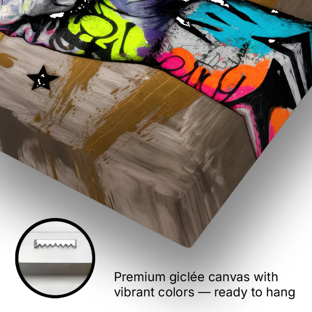 Houston Bold Graffiti - Canvas Wall Art - Gallery Wrap Corner