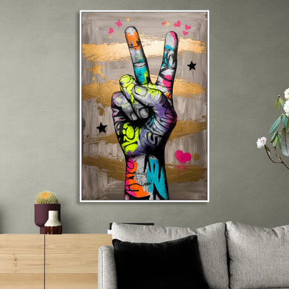 Houston Bold Graffiti Sitting Room - White Canvas Wall Art