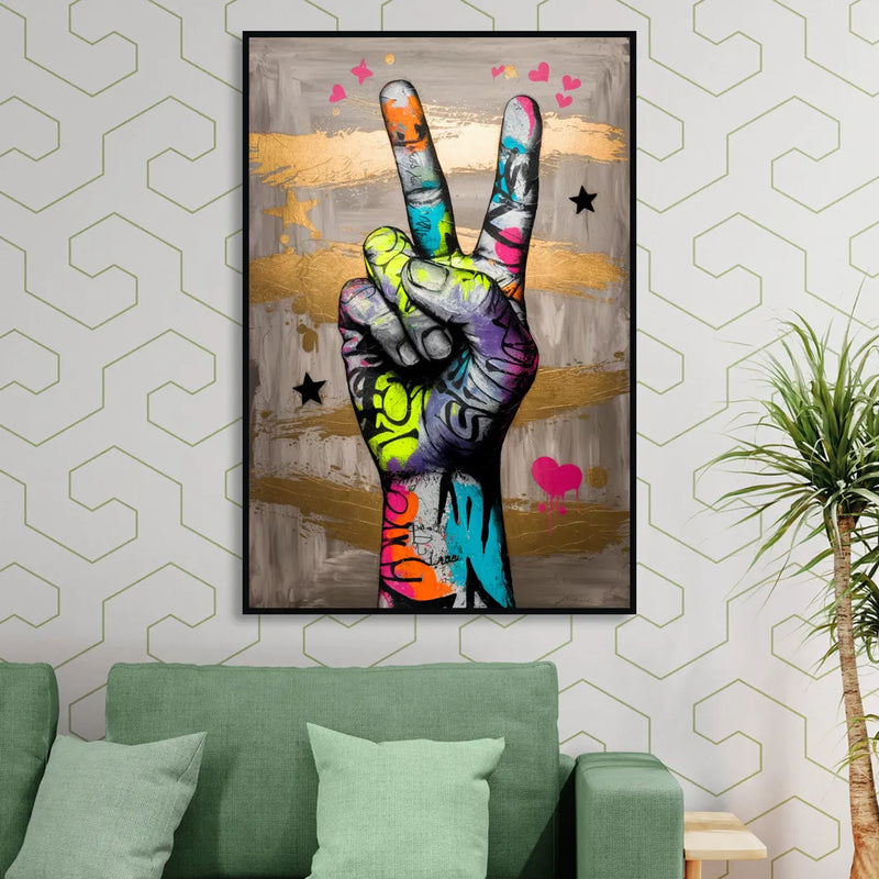 Houston Bold Graffiti Sitting Room - Black Canvas Wall Art