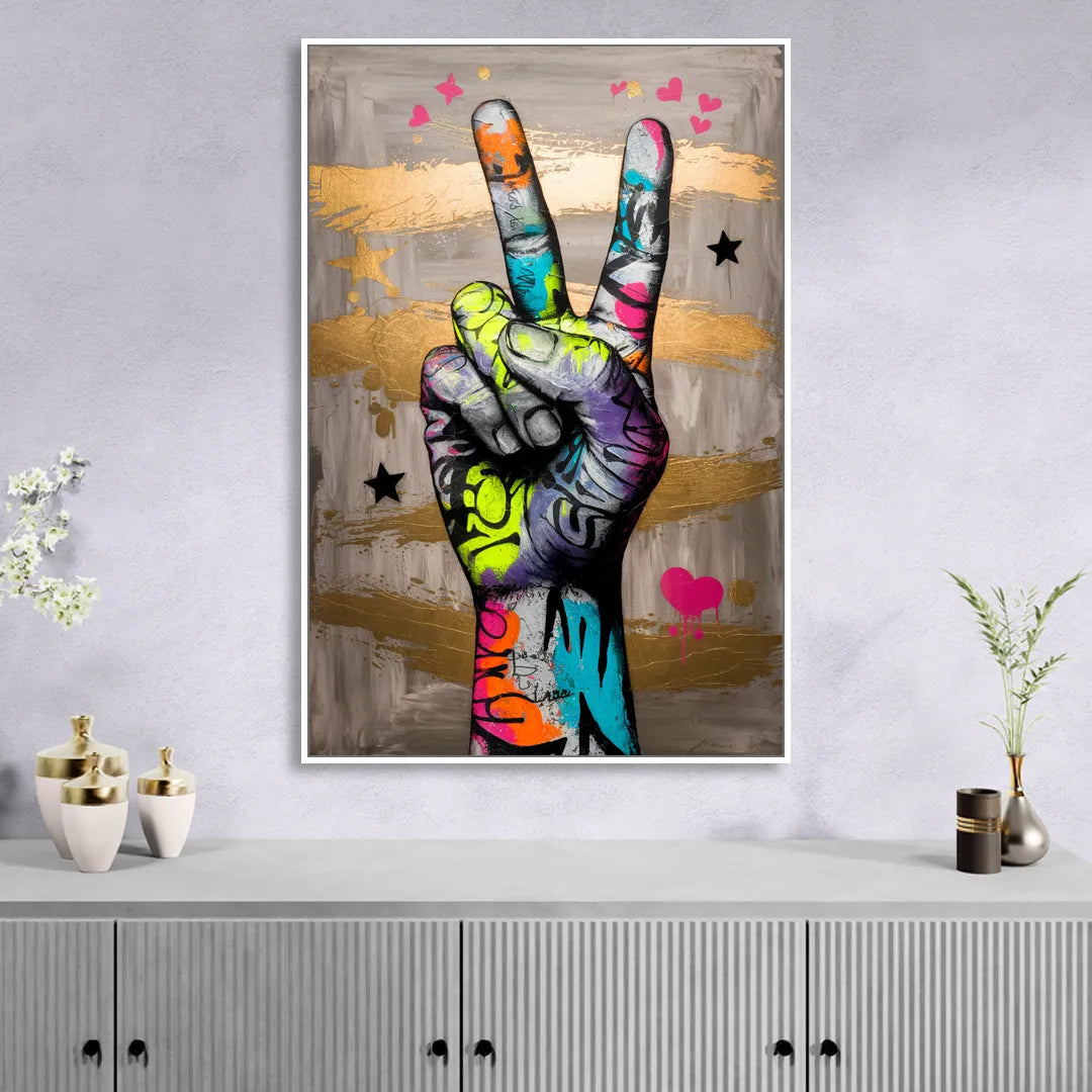 Houston Bold Graffiti Living Room - White Canvas Wall Art