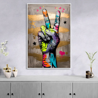 Houston Bold Graffiti Living Room - White Canvas Wall Art