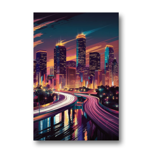 Houston City Lights - Canvas Wall Art - Front