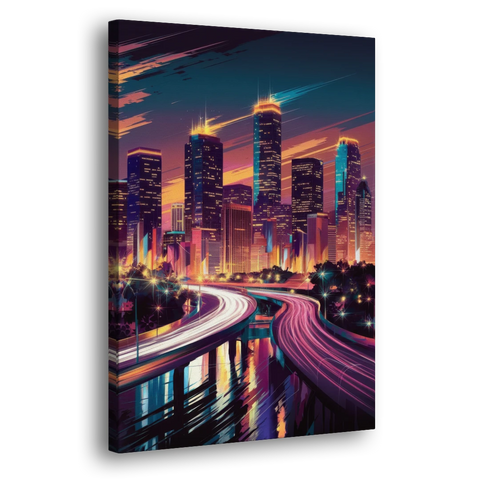 Houston City Lights - Canvas Wall Art - Side
