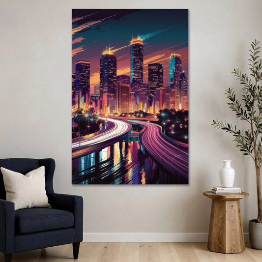 Houston City Lights - Canvas Wall Art - Sofa - 40x60