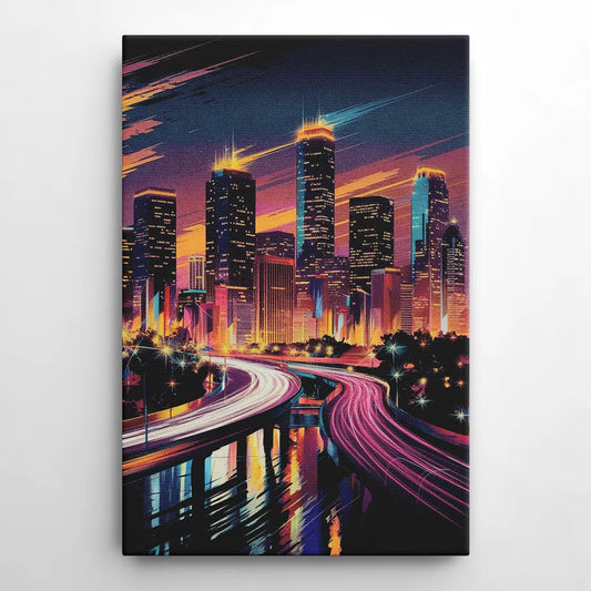Houston City Lights - Canvas Wall Art