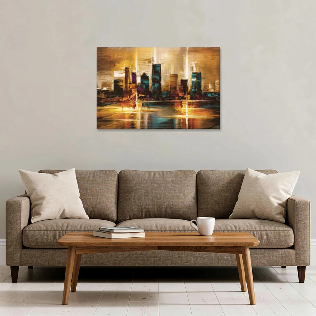 Houston Cityscape - Canvas Wall Art - Sofa - 36x24