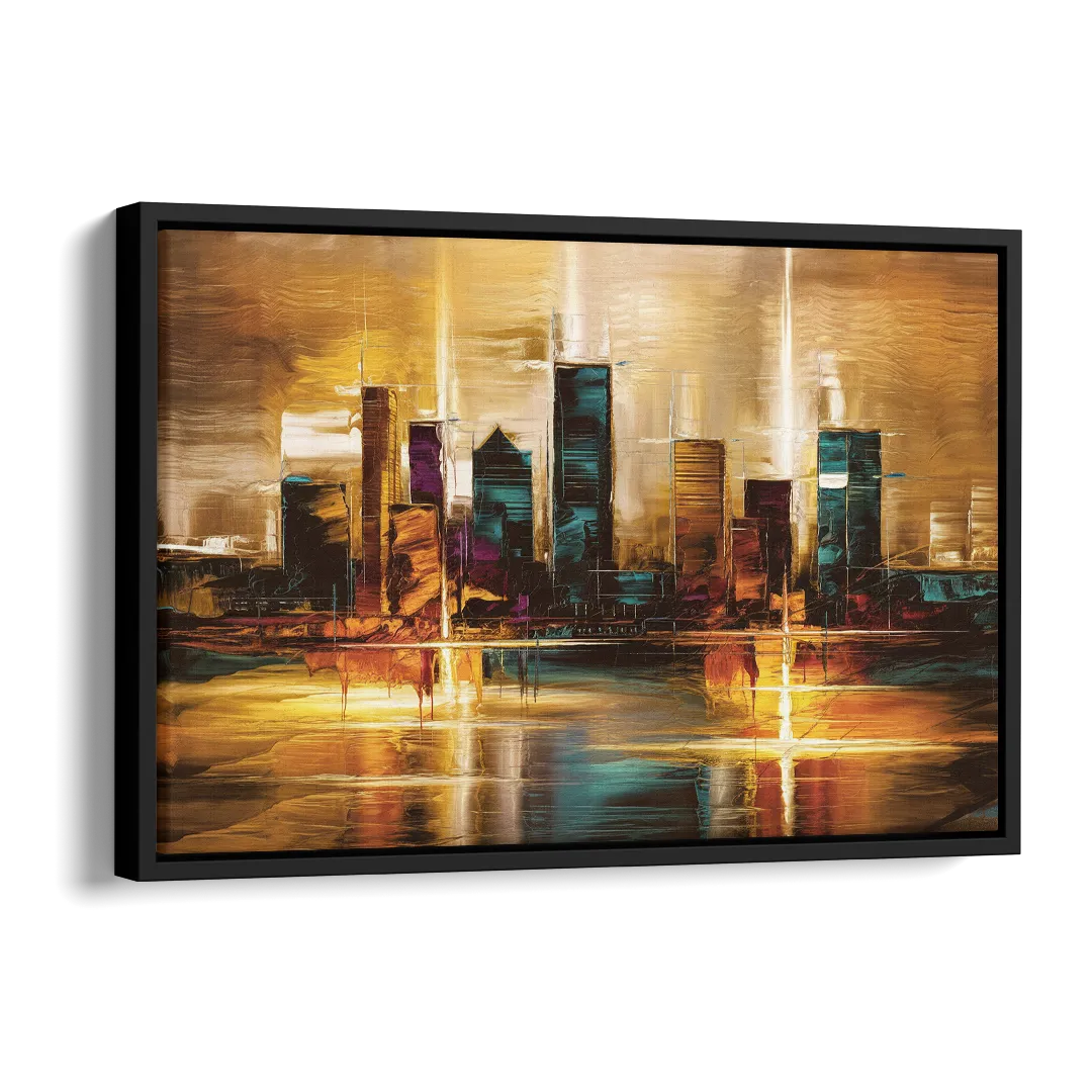 Houston Cityscape Side - Black Canvas Wall Art