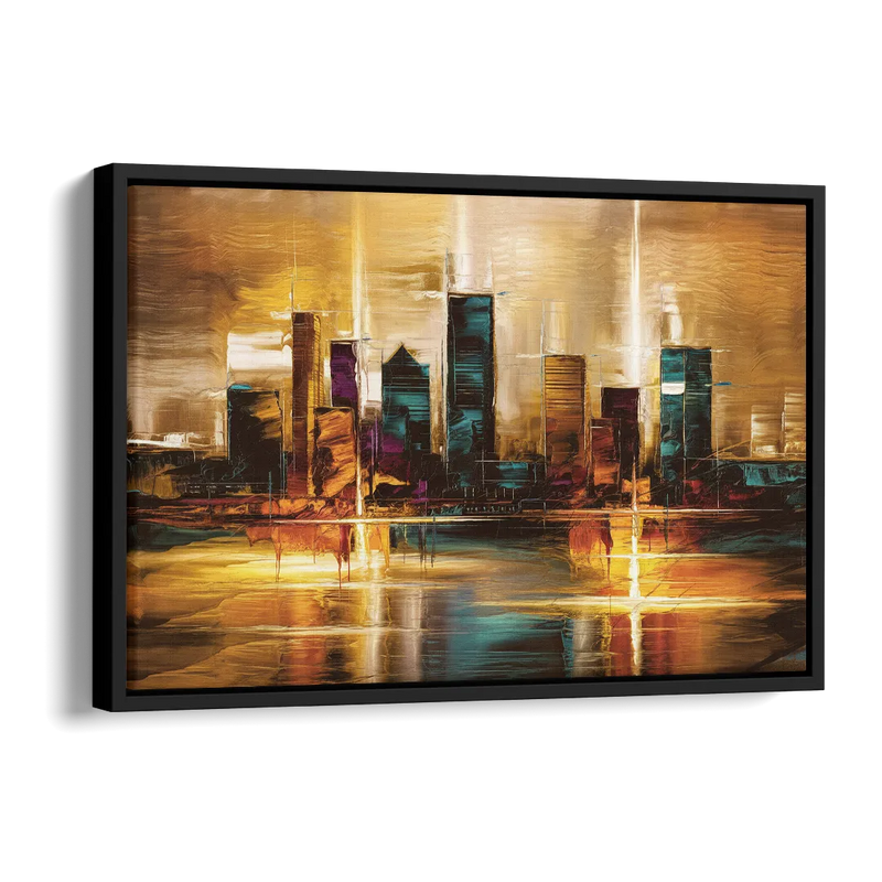 Houston Cityscape Side - Black Canvas Wall Art
