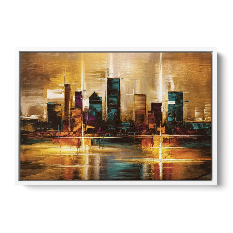 Houston Cityscape Front - White Canvas Wall Art