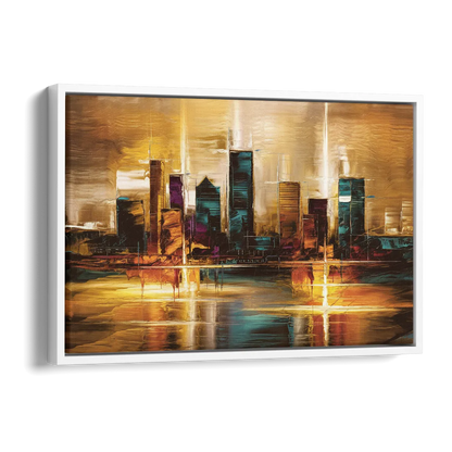 Houston Cityscape Side - White Canvas Wall Art