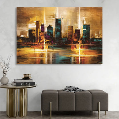 Houston Cityscape Sitting Room - Canvas Wall Art