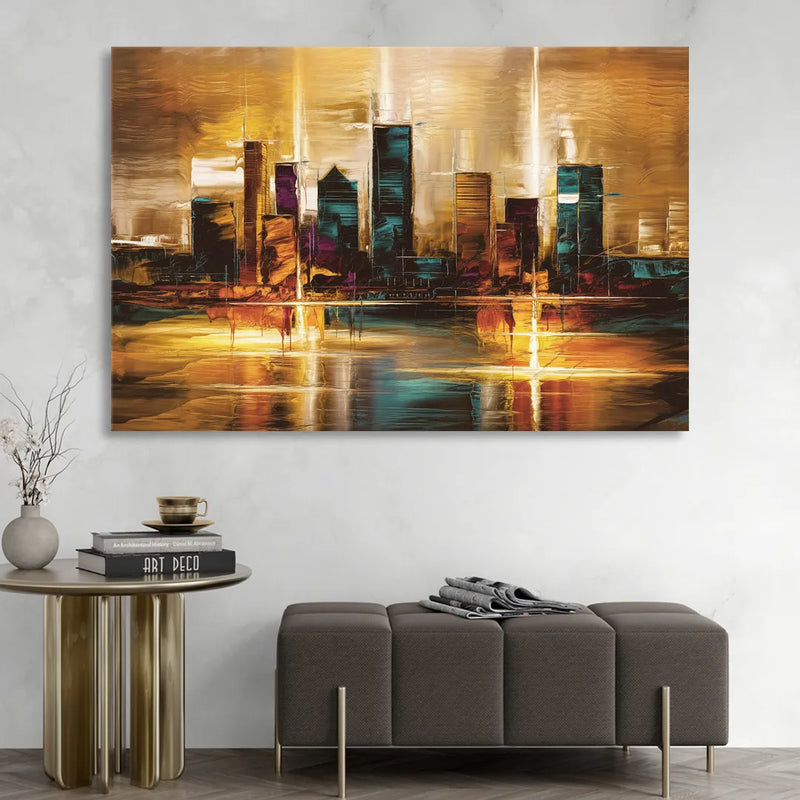 Houston Cityscape Sitting Room - Canvas Wall Art