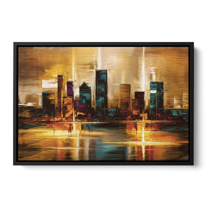 Houston Cityscape Front - Black Canvas Wall Art