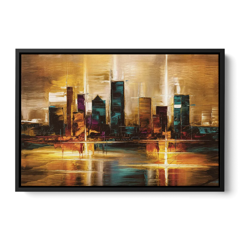 Houston Cityscape Front - Black Canvas Wall Art