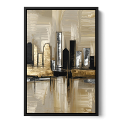 Houston Contemporary Design - Black Framed Canvas Wall Art - Front