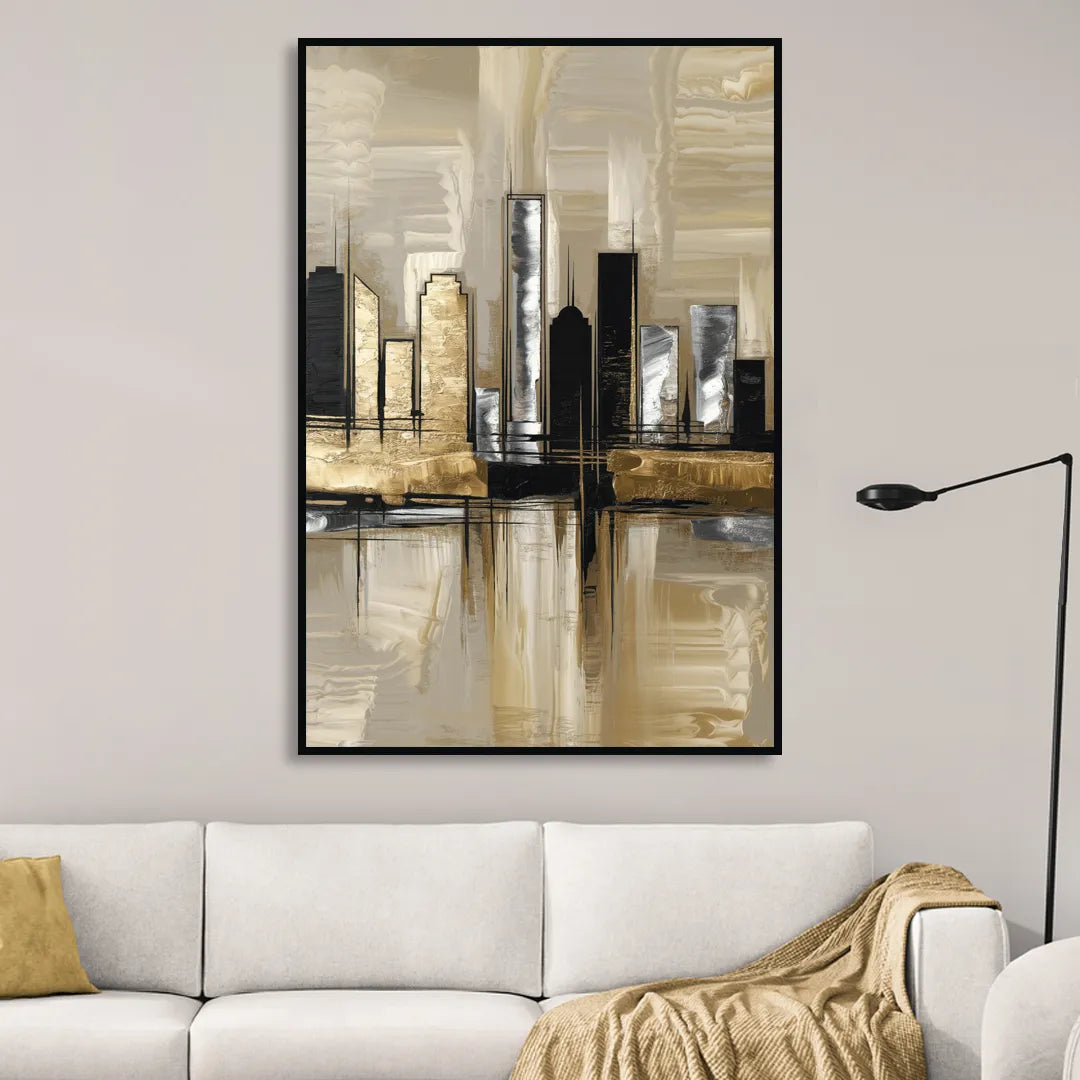Houston Contemporary Design Sitting Room - Black Canvas Wall Art