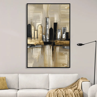 Houston Contemporary Design Sitting Room - Black Canvas Wall Art