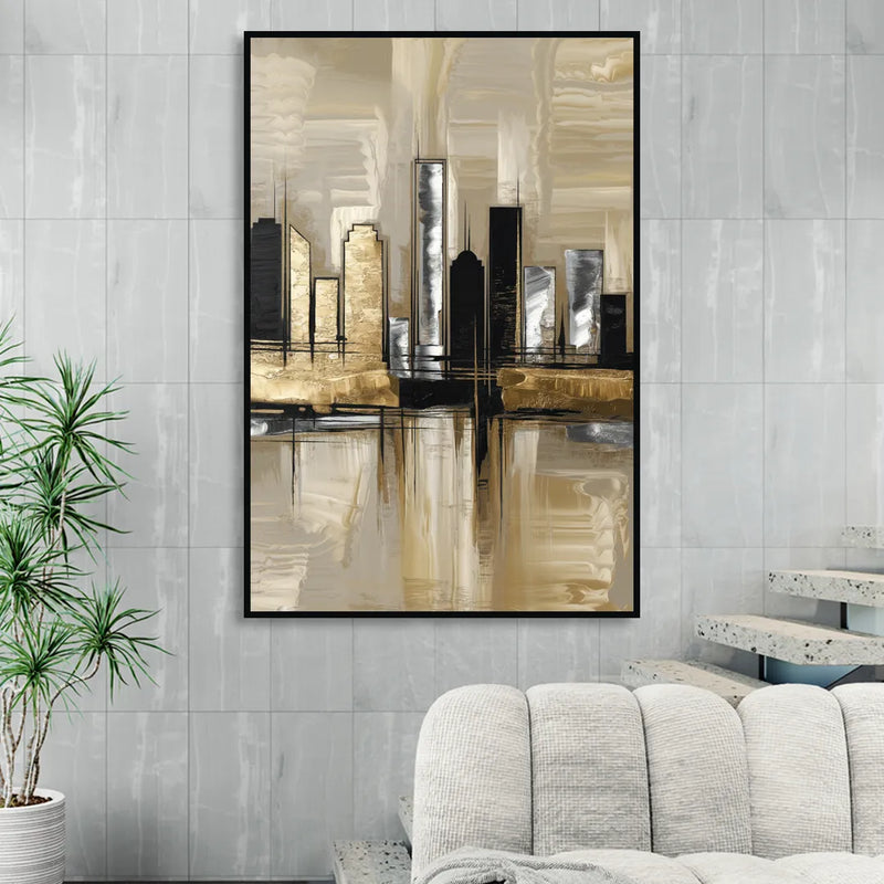 Houston Contemporary Design Living Room - Black Canvas Wall Art