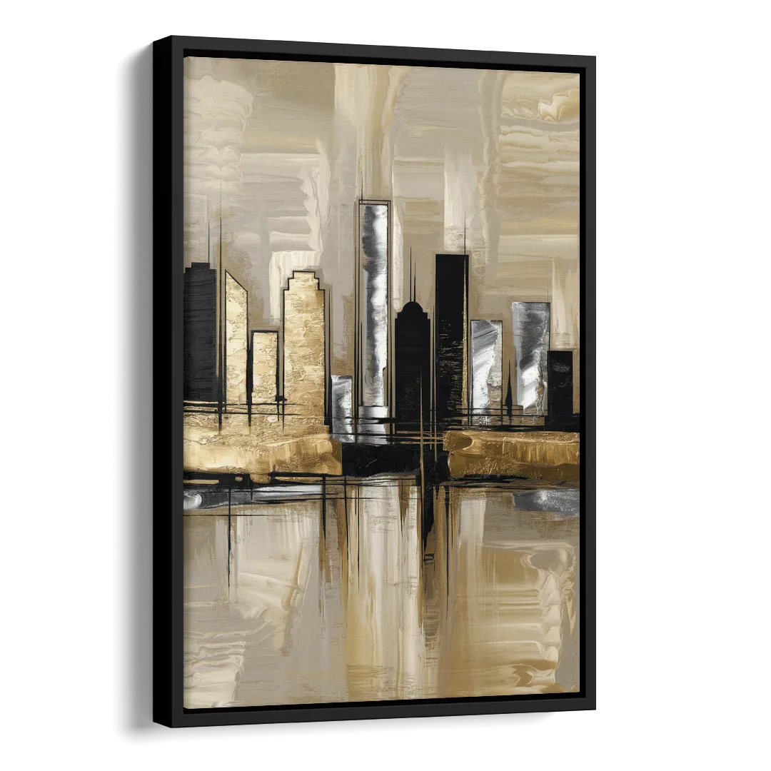 Houston Contemporary Design Side - Black Canvas Wall Art