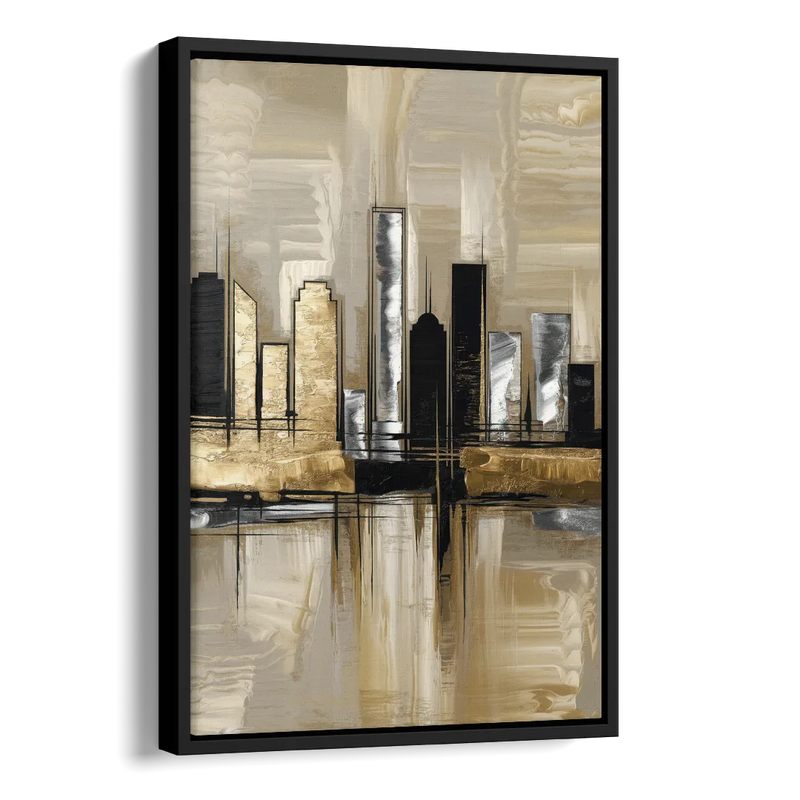 Houston Contemporary Design Side - Black Canvas Wall Art