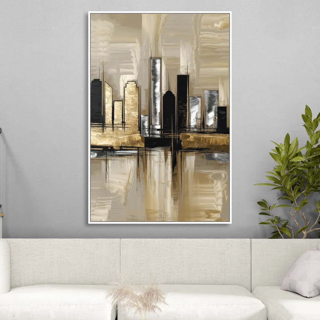 Houston Contemporary Design Living Room - White Canvas Wall Art