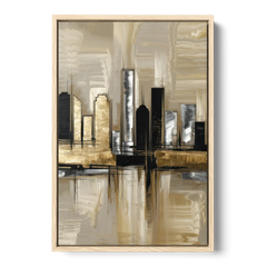 Houston Contemporary Design - Oak Framed Canvas Wall Art - Front