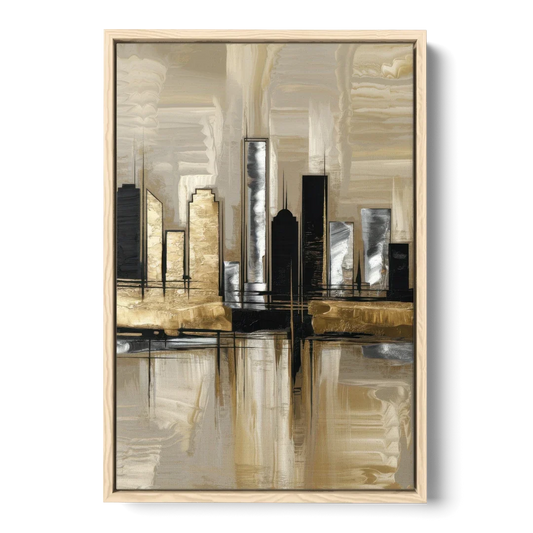 Houston Contemporary Design - Oak Framed Canvas Wall Art - Front