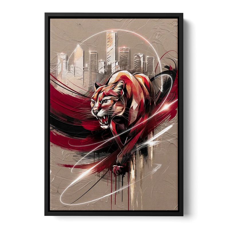 Houston Cougars Passion Front - Black Canvas Wall Art