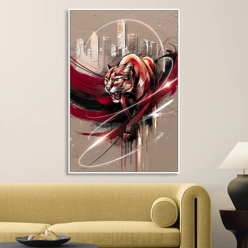 Houston Cougars Passion Sitting Room - White Canvas Wall Art