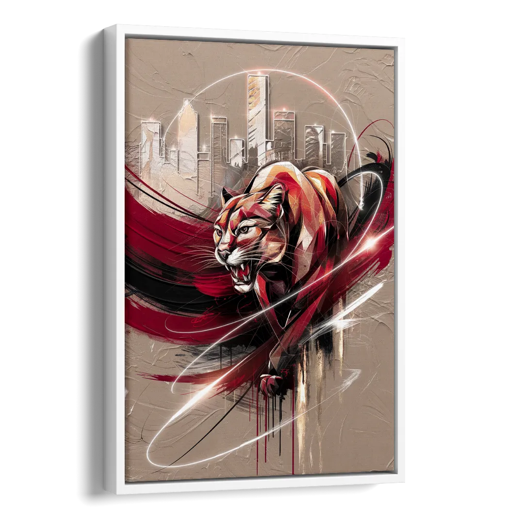 Houston Cougars Passion Side - White Canvas Wall Art