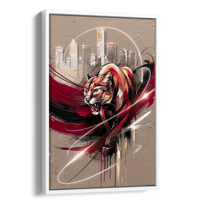 Houston Cougars Passion Side - White Canvas Wall Art