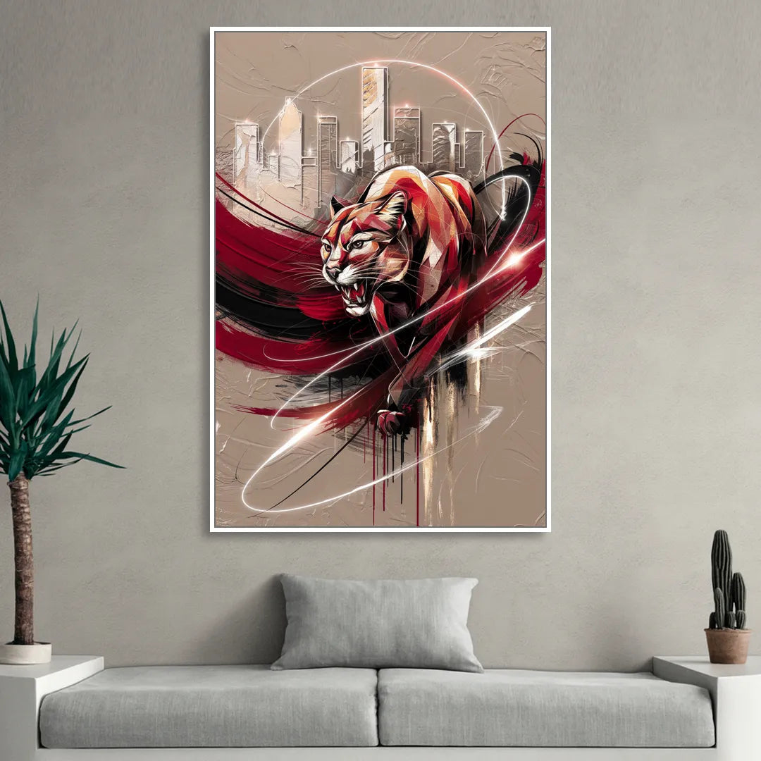 Houston Cougars Passion Living Room - White Canvas Wall Art