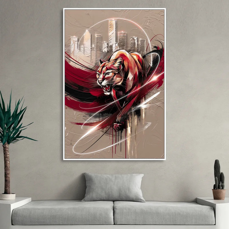 Houston Cougars Passion Living Room - White Canvas Wall Art