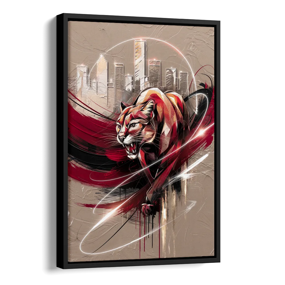 Houston Cougars Passion Side - Black Canvas Wall Art