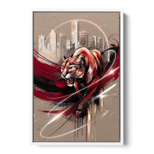 Houston Cougars Passion - White Framed Canvas Wall Art - Front