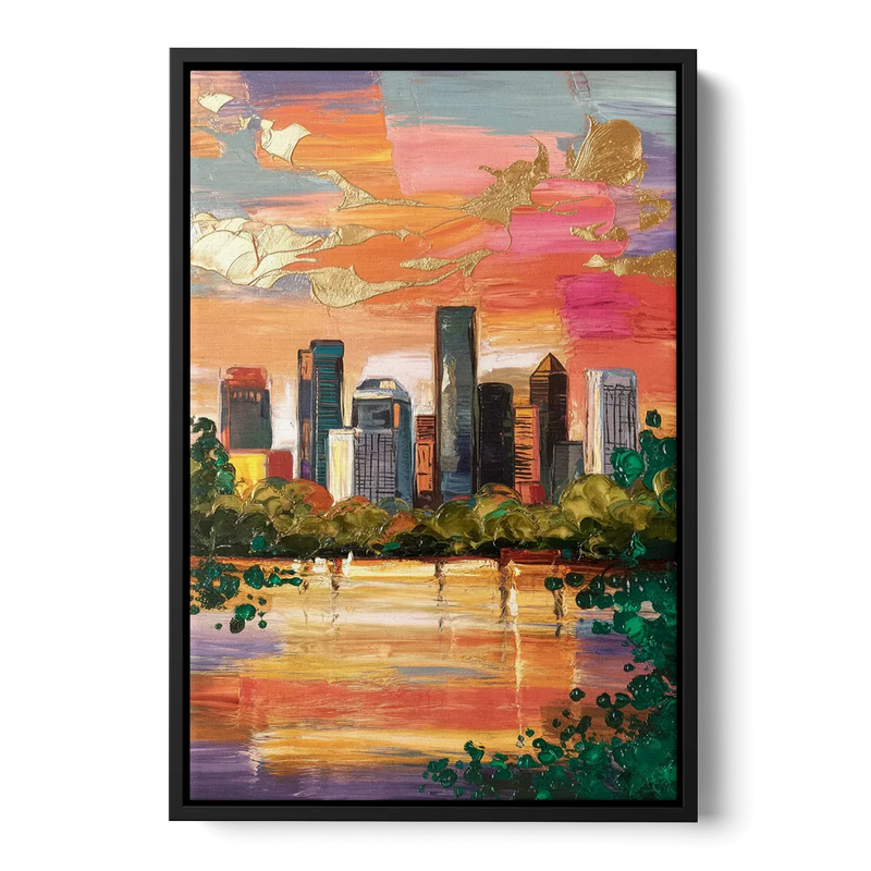 Houston Cultural Essence Front - Black Canvas Wall Art