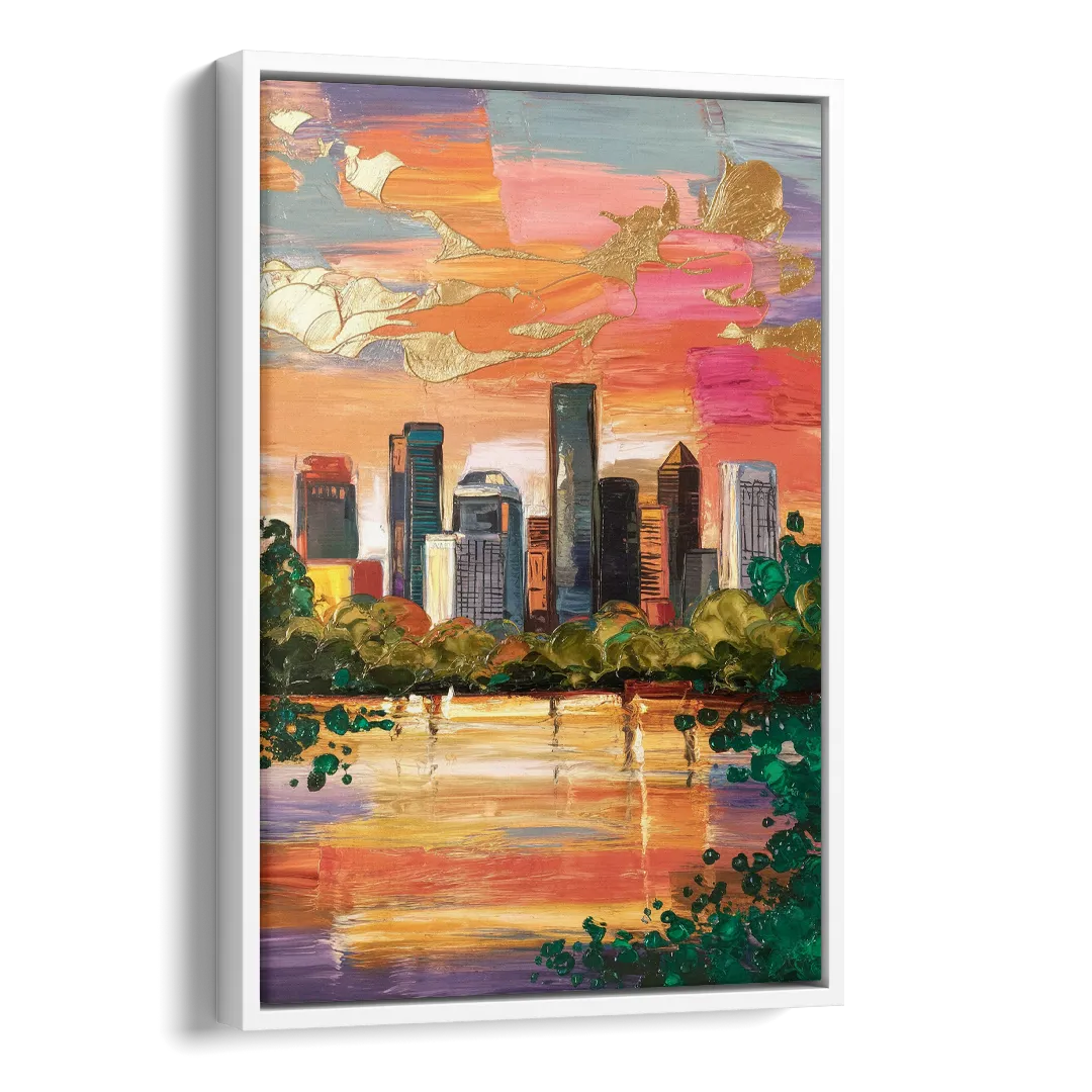 Houston Cultural Essence Side - White Canvas Wall Art